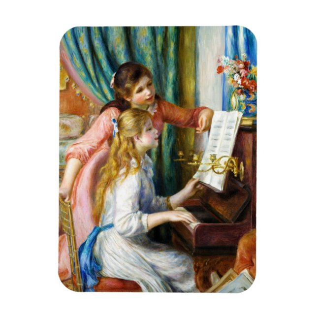 Imán Chicas de la pintura Piano Pierre Auguste Renoir (Vertical)