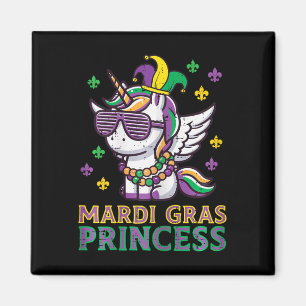 Imán Chicas de la princesa Mardi Gras Unicorn Unicorn