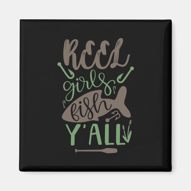 Imán Chicas de pescadores de arte real Fish Yall (Frente)