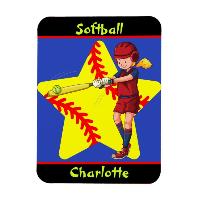 Imán Chicas de Softbol Star Batter Swing Personalizado (Vertical)
