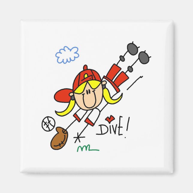 Imán Chicas del Béisbol Buceo Camisetas y Regalos Softb (Frente)