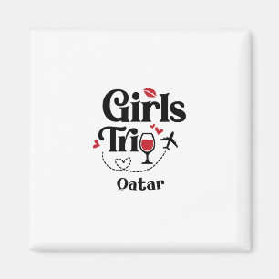 Imán Chicas Divertidas Viaje a Qatar Vino Vacaciones