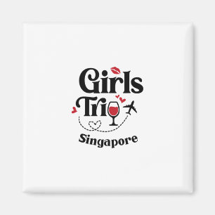 Imán Chicas Divertidas Viaje a Singapur Vino Vacaciones