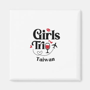 Imán Chicas Divertidas Viaje a Taiwán Vino Vacaciones