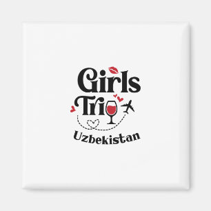 Imán Chicas Divertidas Viaje a Uzbekistán Vino Vacacion
