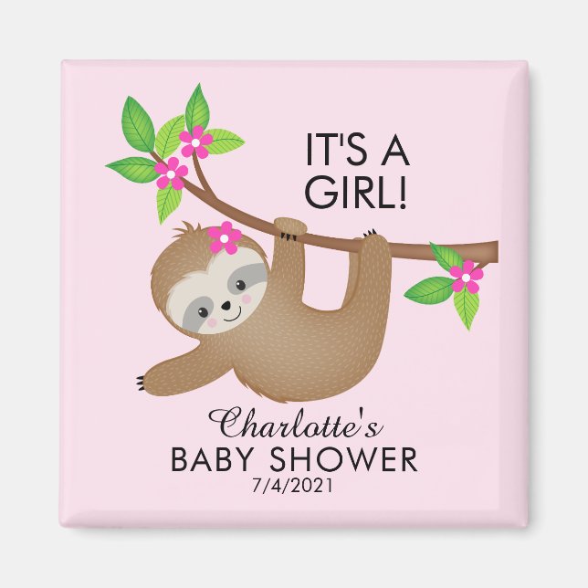 Imán Chicas dulces de Sloth Baby Shower Favor Magnet (Frente)
