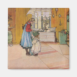 Imán Chicas en la cocina (arte sueco clásico)