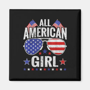 Imán Chicas Estadounidenses Sungles Family Patriotic 4