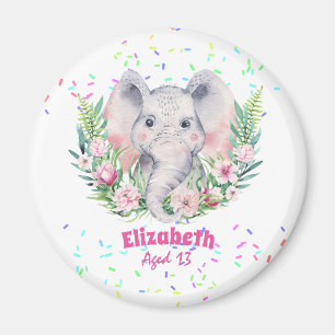 Imán Chicas Florales de Elephant Boho con nombre de reg