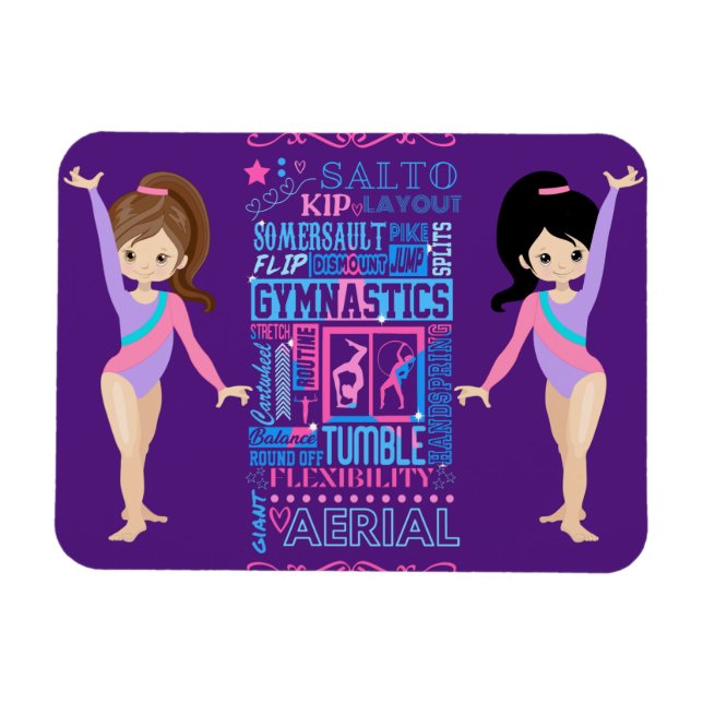 Imán Chicas gimnásticos califican palabras de gimnasia (Horizontal)