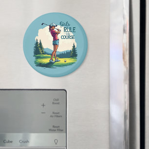 Imán Chicas gobiernan el Ilustracion de golf Retro