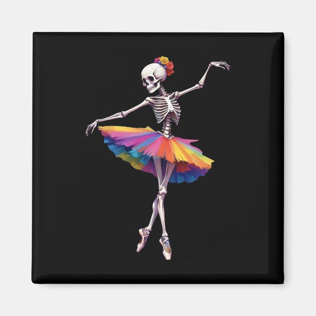 Imán Chicas Halloween Dancing Skeleton Rainbow Lle (Frente)