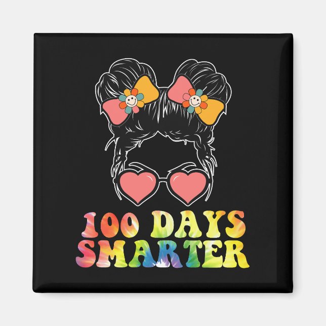 Imán Chicas más inteligentes 100 días Moño desordenado  (Frente)