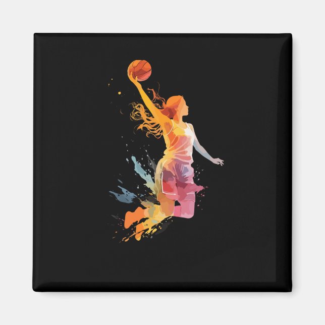 Imán Chicas mujeres Chicas de baloncesto (Frente)