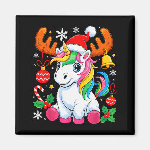 Imán Chicas Navideñas Lindas Mujeres Unicornio Ciervo N