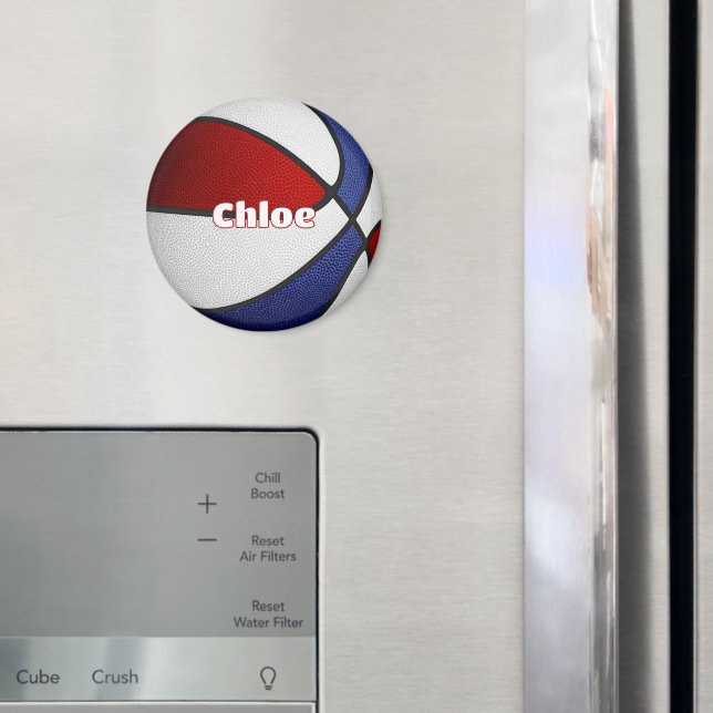 Imán chicas niños baloncesto colores del equipo rojo az (In situ (nevera))