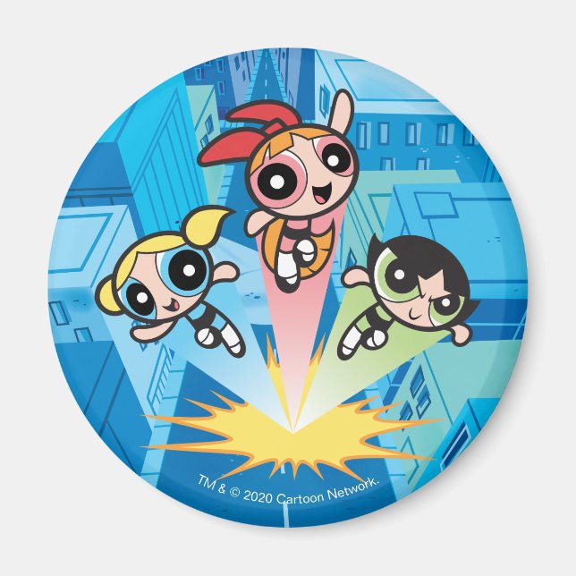 Imán Chicas Powerpuff Lanzan Al Aire (Frente)