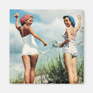 Imán Chicas retros de la playa de las mujeres 60s del