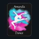 Imán Chicas Salto de baile bomba de color azul rosa con<br><div class="desc">La bomba de color rosa y azul del salto de danza con su nombre</div>