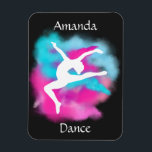 Imán Chicas Salto de baile bomba de color azul rosa con<br><div class="desc">La bomba de color rosa y azul del salto de danza con su nombre</div>