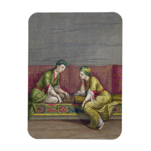 Imán Chicas turcos, jugando Mangala, siglo XVIII (engr
