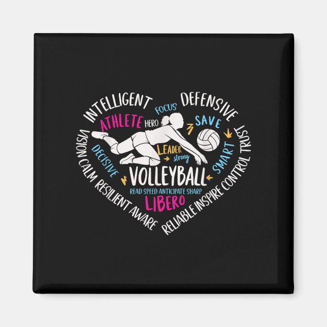 Imán Chicas Voleibol Libero Voley Corazón Para Adolesce (Frente)