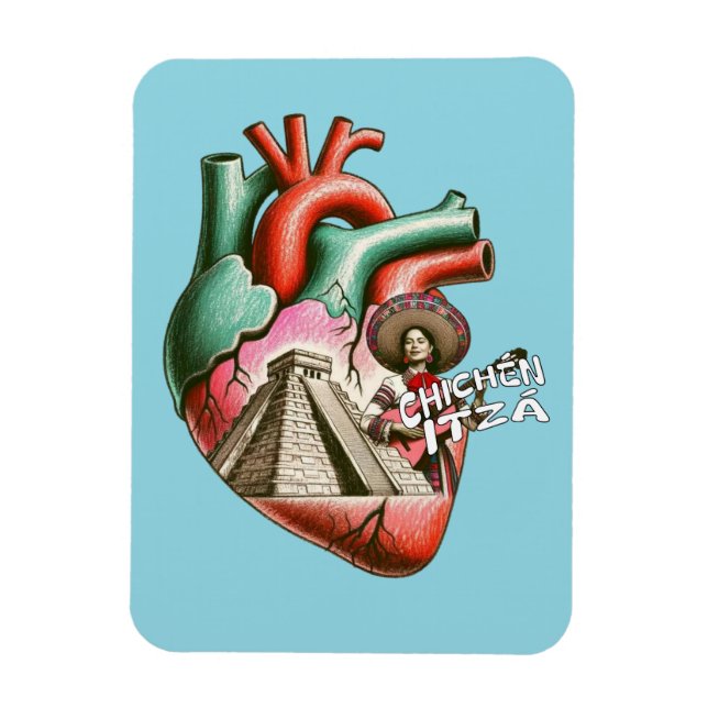 Imán Chichén Itzá Mayan Pyramind Mexico Souvenir (Vertical)