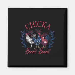 Imán Chicka Boom Boom Pollo Patriótico Divertido 4 De J