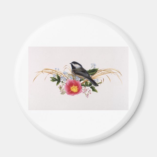Imán Chickadee Floral (Frente)