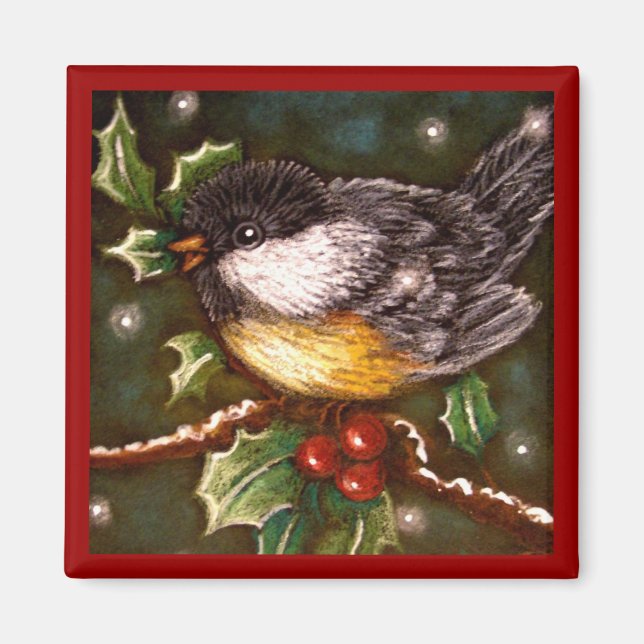 Imán CHICKADEE HOLIDAY Magnet (Frente)