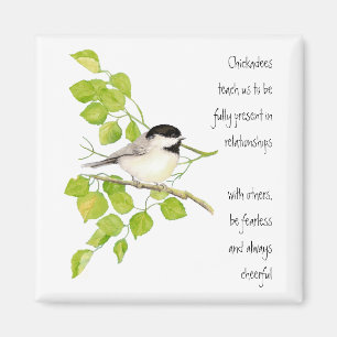 Imán Chickadee, tótem animal, pájaro, naturaleza