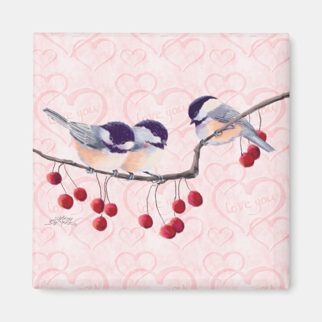 Imán CHICKADES & RED BERRIES, de SHARON SHARPE (Frente)