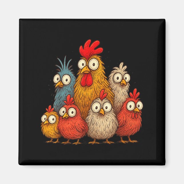 Imán Chicken Art Crazy Chicken For Men Women Kid Boy Fa (Frente)