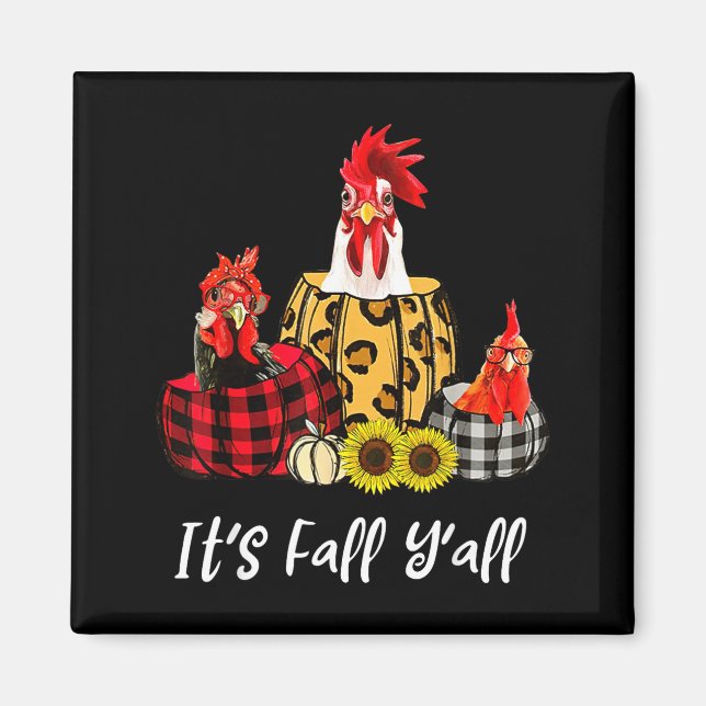 Imán Chicken It's Fall Y'all Leopard Pumpkin Autumn Tha (Frente)
