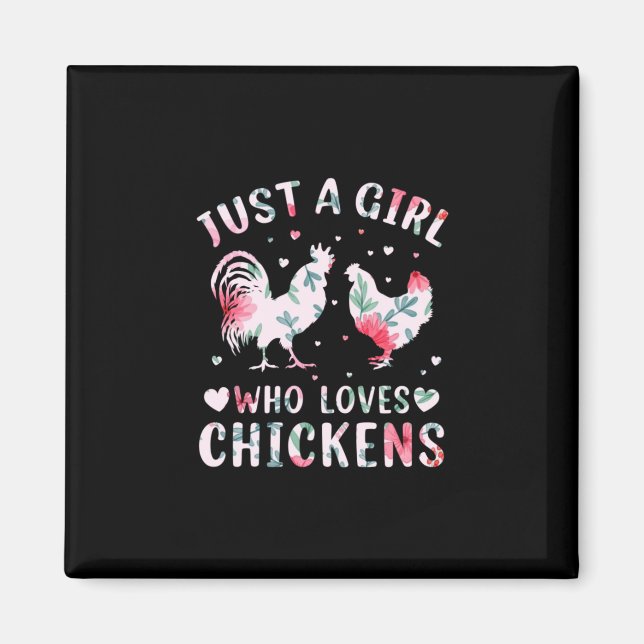 Imán Chicken Lover | Chica que ama a las gallinas (Frente)