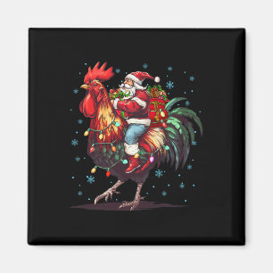 Imán Chicken Lover Xmas Divertido Santa Riendo Pollo Ch