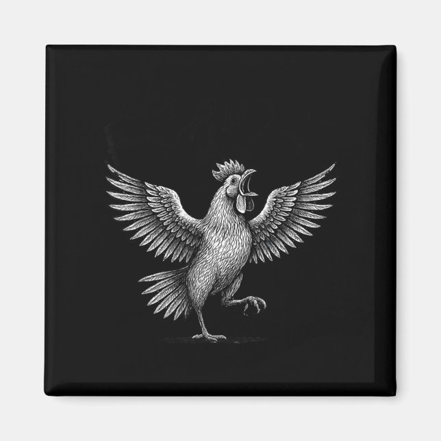 Imán Chicken Meme Caw Funny Sayings Rooster Humor Quote (Frente)