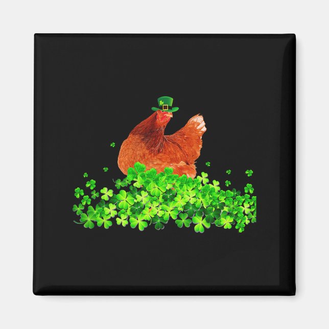 Imán Chicken St Patricks Day Chicken Lover Irish Shamro (Frente)