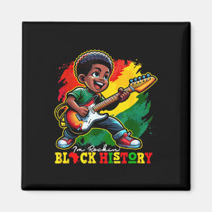 Imán Chico Afro Negro Estoy Rockeando el Mes de la Hist