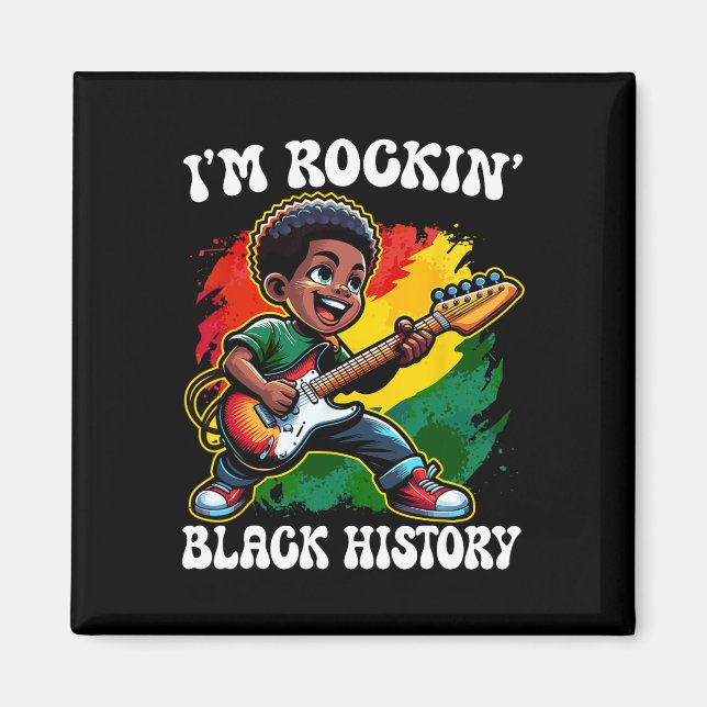 Imán Chico Afro Negro Estoy Rockeando Gui del Mes de la (Frente)