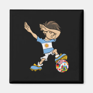 Imán Chico Dabbing Jersey de Fútbol de Argentina Bander