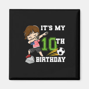 Imán Chico de fútbol Es mi cumpleaños número 10 Bandera