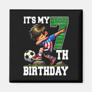 Imán Chico de fútbol Es mi séptimo cumpleaños Bandera a