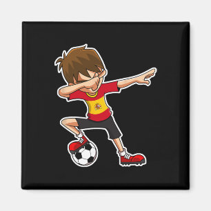 Imán Chico de fútbol haciendo Dab con camiseta de Españ