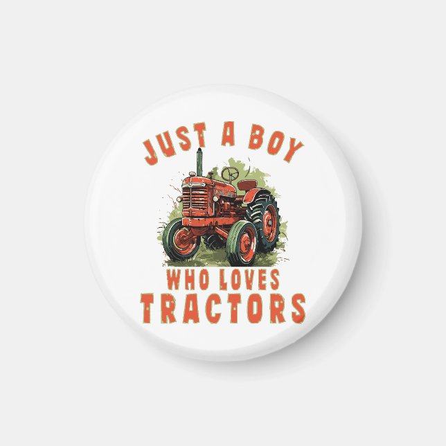Imán Chico de vida rural que ama los tractores (Frente)