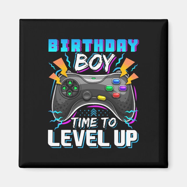 Imán Chico Hora De Subir De Nivel Videojuego Cumpleaños (Frente)