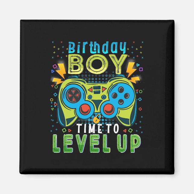 Imán Chico Hora De Subir De Nivel Videojuego Cumpleaños (Frente)