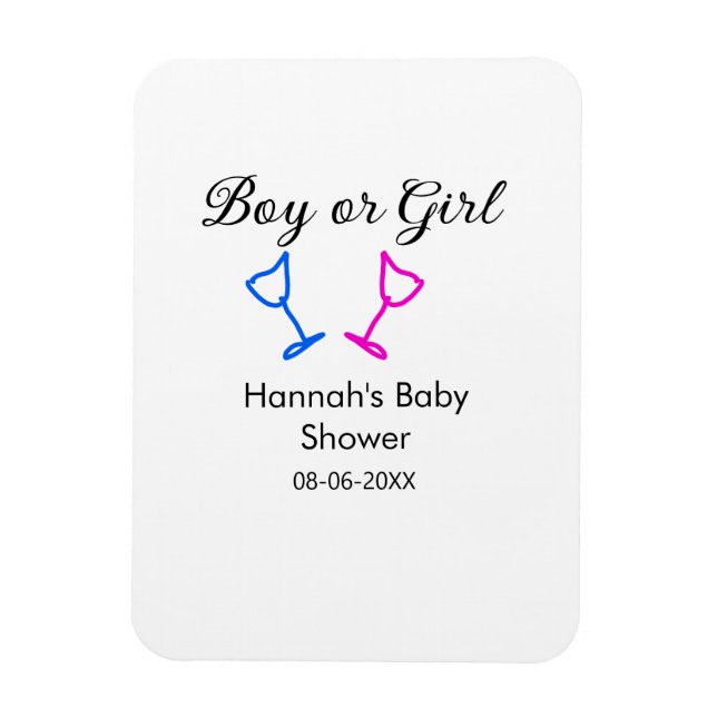 Imán Chico o chica ducha de bebé luz azul rosa fecha (Vertical)