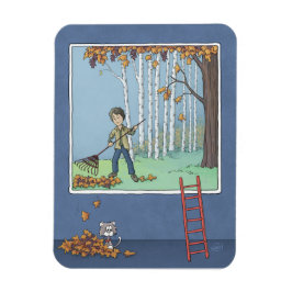 Imán Chico raqueando hojas Magnet