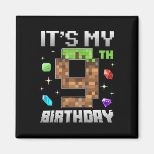 Imán Chico Retro Cumpleaños 9 Nivel 9 Videojugador Pixe